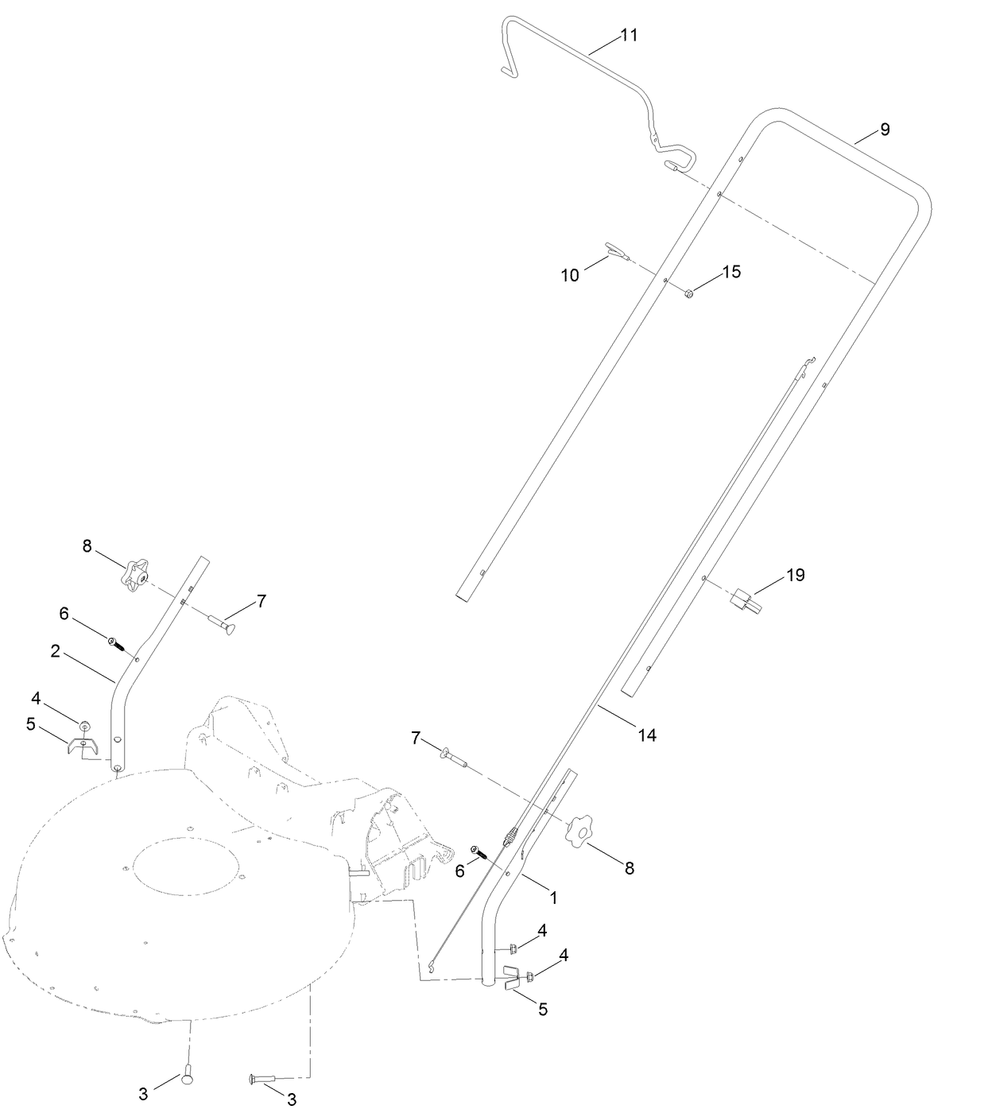 Handle Assembly Diagram and Parts List for 10736 403400000 - 405499999 Lawn Boy Lawn Mower
